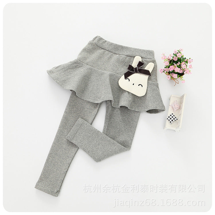 Girls Autumn And Winter Dress Skirt Pants Fake Two Plus Velvet Thickened Leggings