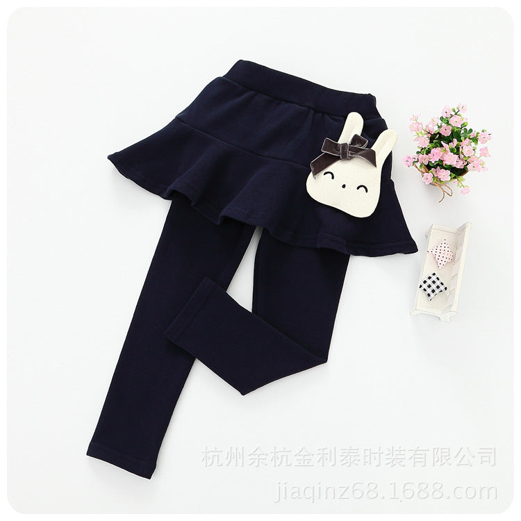 Girls Autumn And Winter Dress Skirt Pants Fake Two Plus Velvet Thickened Leggings