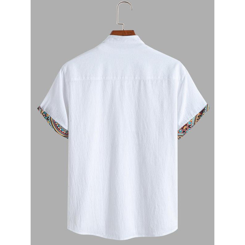 Vintage Print Short Sleeve Men's Shirt