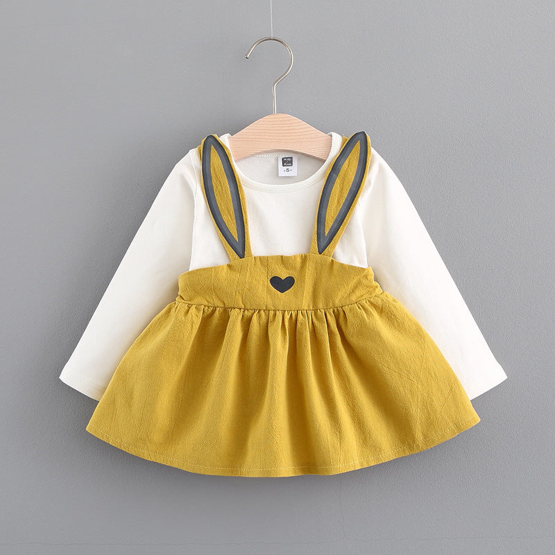 2025 Autumn new Korean children's clothing, girls cute rabbit dress, baby baby princess dress 916