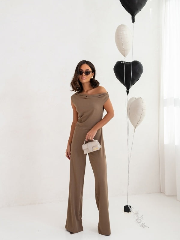 Jumpsuits For Women Falling Straps Business Rompers Elegant Straight Long Pants Rompers Fastened With A Zipper On The Side.