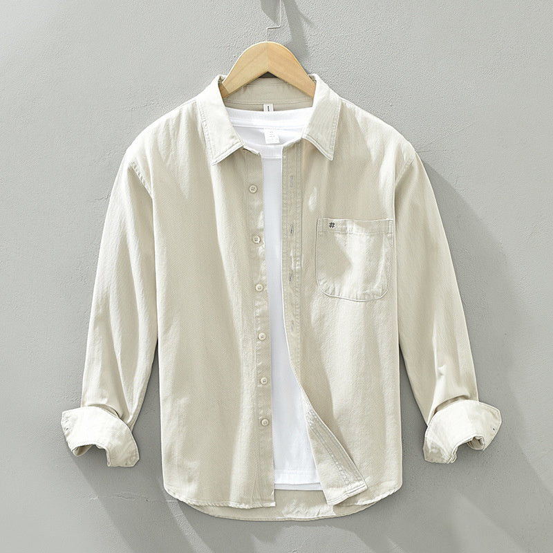 Loose Leisure All-matching Pocket Embroidered Shirt