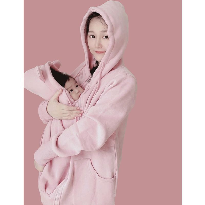 Cozy Kangaroo Baby Carrier Hoodie β Fleece-Lined Winter Sweatshirt for Mom & Baby (Extra Large, 40β150kg)