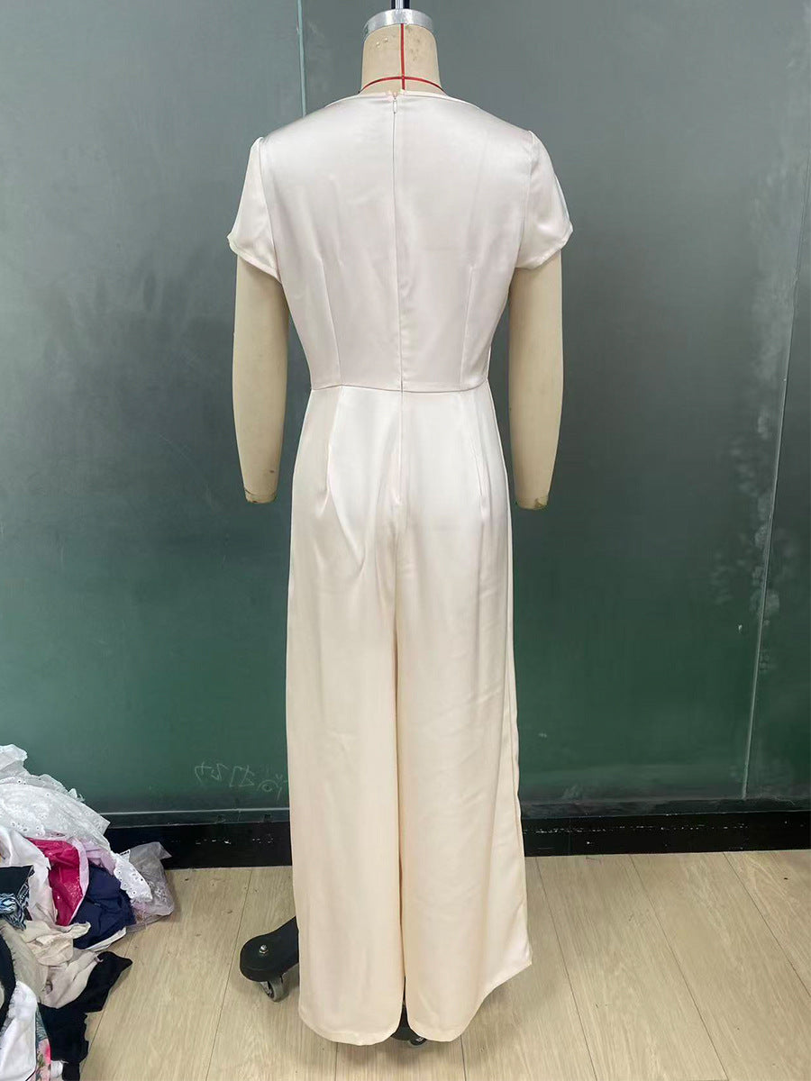 Elegant Satin Cowl Neck Jumpsuit – Timeless European Chic for Effortless Confidence