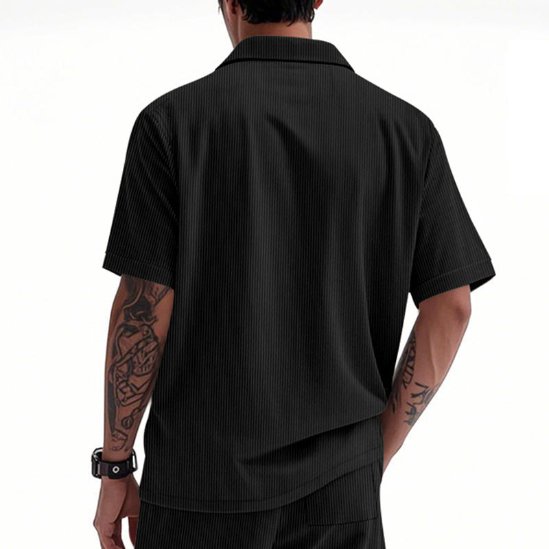 Men’s Premium Pinstripe Short Sleeve Shirt – Breathable Summer Casual Button-Down | Effortless Style for Everyday Confidence