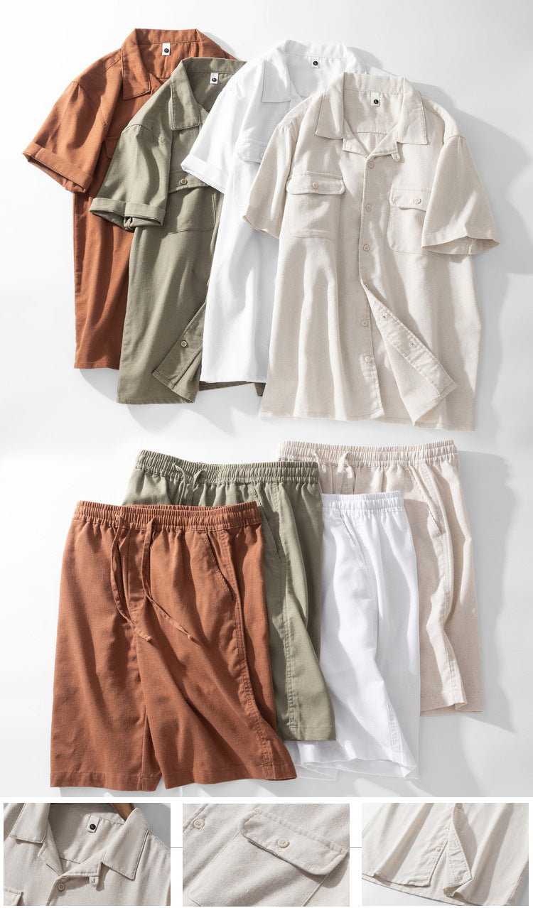 Men’s Casual Dual-Pocket Linen Blend Short Sleeve Shirt – Breathable Summer Cardigan Button-Up Top