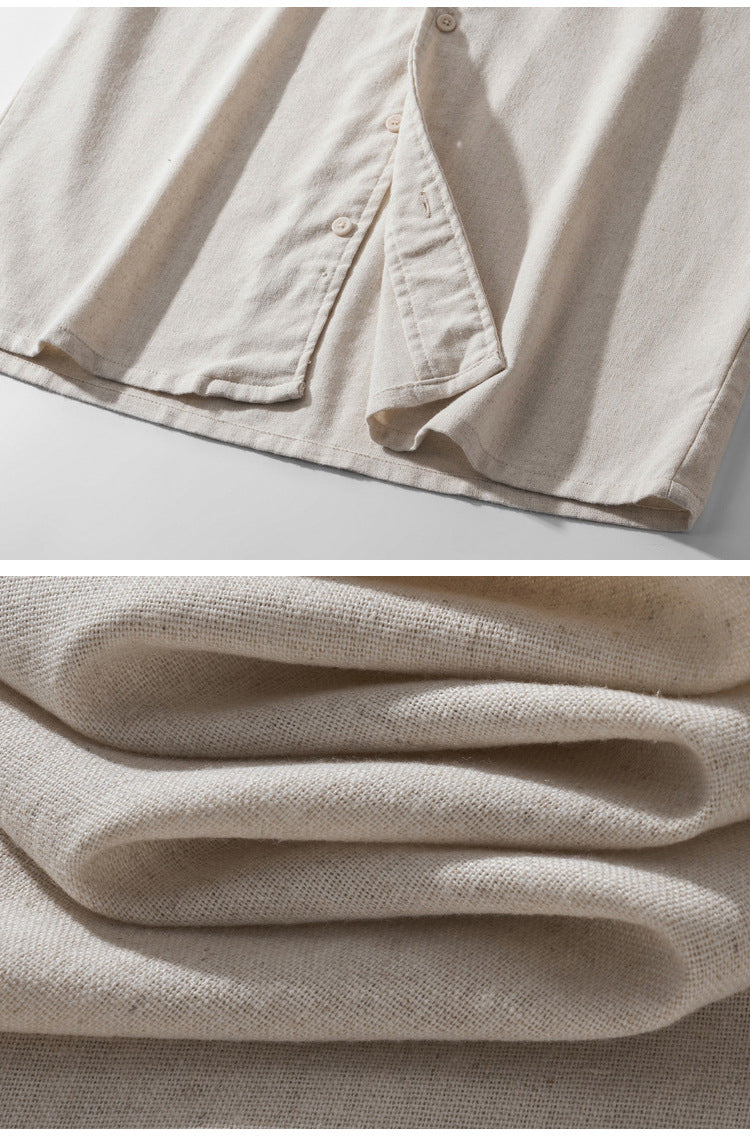 Men’s Casual Dual-Pocket Linen Blend Short Sleeve Shirt – Breathable Summer Cardigan Button-Up Top