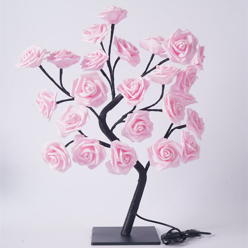 LED Flower Tree Night Light – USB Rose, Cherry Blossom & Maple Decorative Lamp for Bedroom, Living Room & Gifts