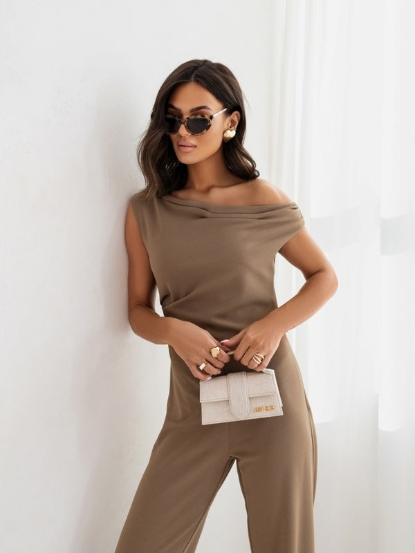Jumpsuits For Women Falling Straps Business Rompers Elegant Straight Long Pants Rompers Fastened With A Zipper On The Side.