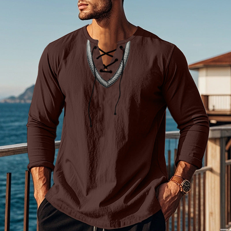 Pullover Retro Ethnic Style Casual Long-sleeved Shirt