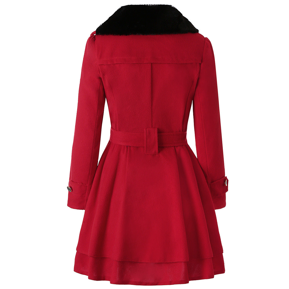 Elegant Faux Fur Collar Winter Coat for Women – Classic Double-Breasted Warm Wool Blend Jacket | Chic British Style Overcoat