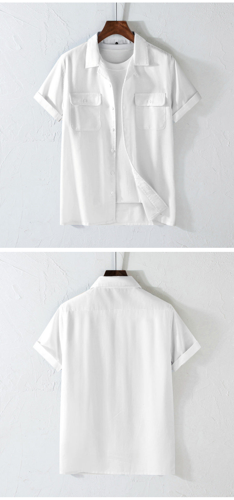 Men’s Casual Dual-Pocket Linen Blend Short Sleeve Shirt – Breathable Summer Cardigan Button-Up Top