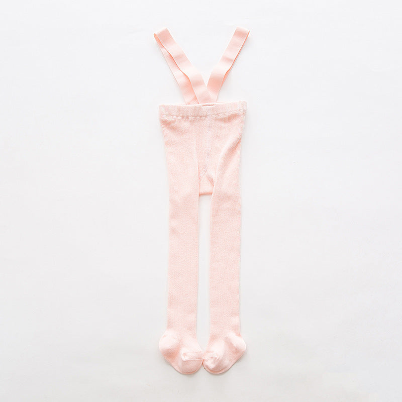 Soft Cotton Baby Suspender Tights – Warm Ribbed Footed Pants for Crawling & First Steps (0–2 Years)