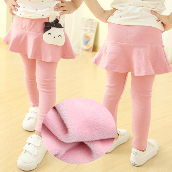 Girls Autumn And Winter Dress Skirt Pants Fake Two Plus Velvet Thickened Leggings