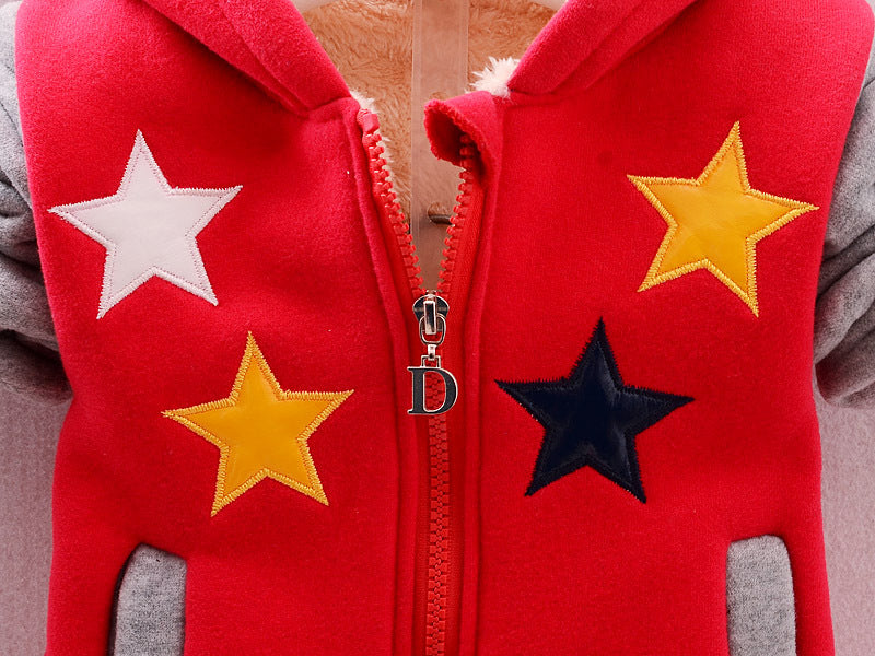 Winter Star Baby Tracksuit Set | Fleece-Lined Hoodie & Pants for Boys | Cozy Cotton Warm Outfit for Toddlers & Kids