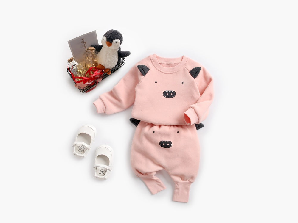 Cozy Velvet Baby Sweater Set | Warm Cotton Winter Outfit for Newborns & Toddlers – Cute Animal Design