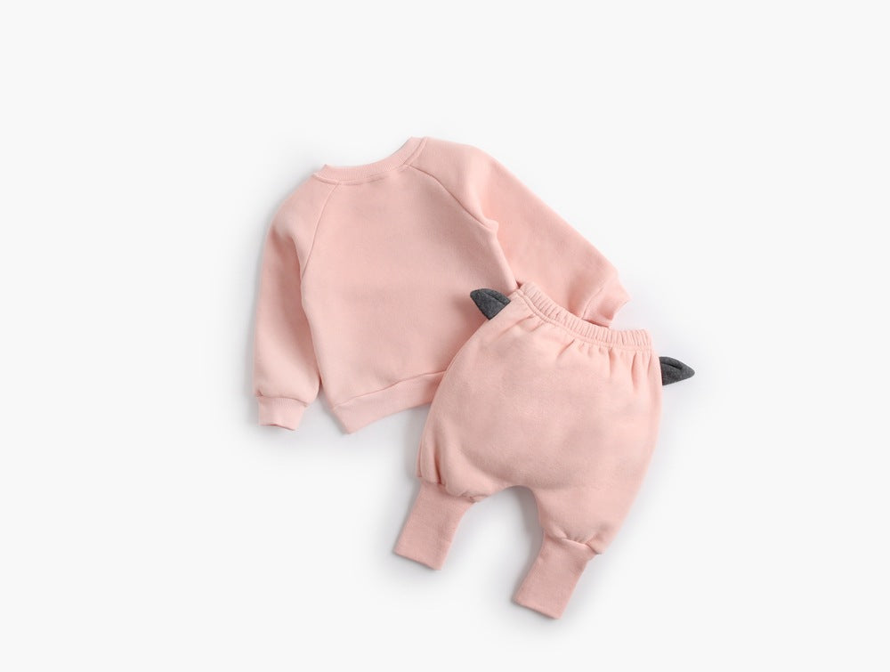 Cozy Velvet Baby Sweater Set | Warm Cotton Winter Outfit for Newborns & Toddlers – Cute Animal Design