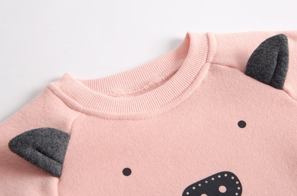 Cozy Velvet Baby Sweater Set | Warm Cotton Winter Outfit for Newborns & Toddlers – Cute Animal Design