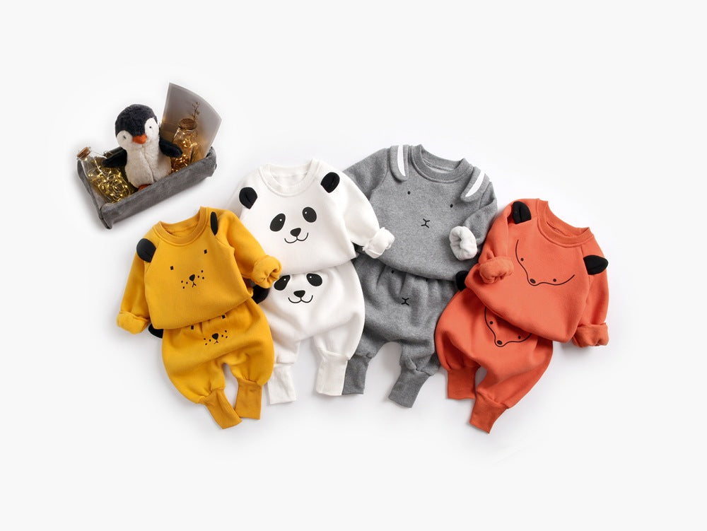 Cozy Velvet Baby Sweater Set | Warm Cotton Winter Outfit for Newborns & Toddlers – Cute Animal Design