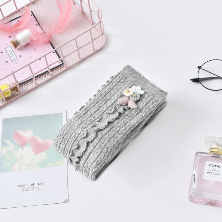 Cozy Cotton Baby Leggings with Bunny & Ruffle Trim – Soft Knitted Toddler Pants for Girls | Flower Bunny Ribbed Winter Leggings