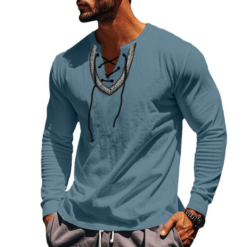 Pullover Retro Ethnic Style Casual Long-sleeved Shirt