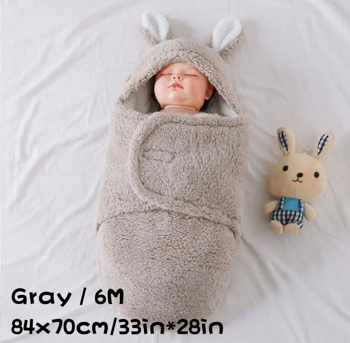 Ultra-Soft Baby Bunny Swaddle Sleeping Bag – Warm Fleece Wrap for Newborns | Keeps Your Baby Cozy, Safe & Loved All Night Lo