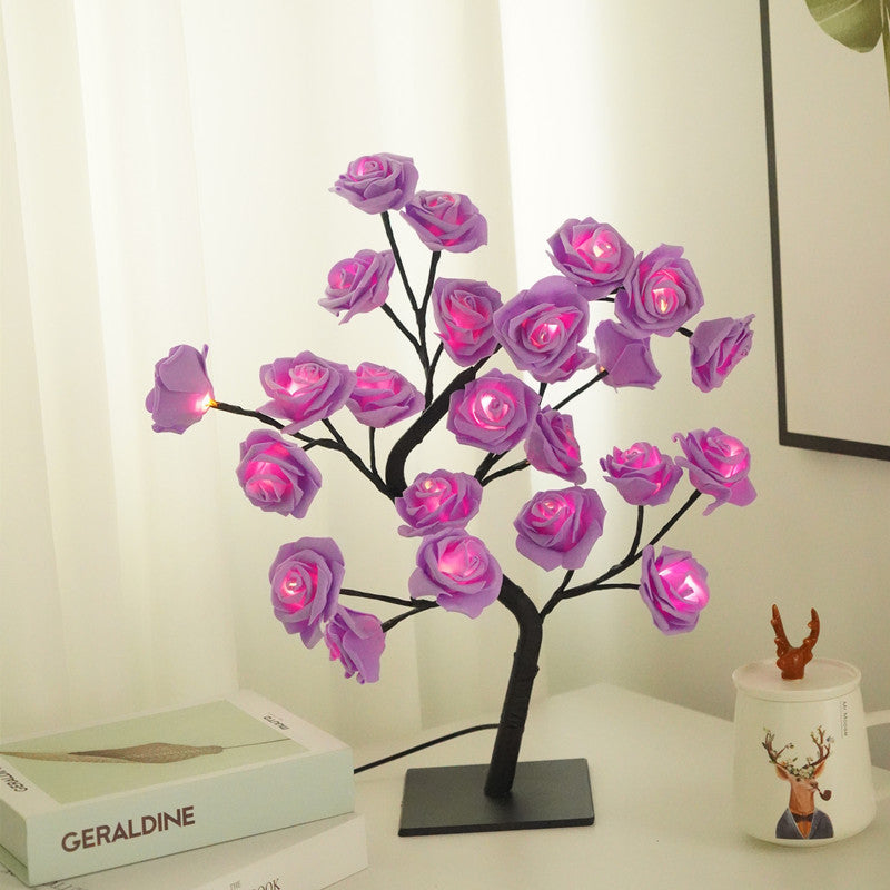 LED Flower Tree Night Light – USB Rose, Cherry Blossom & Maple Decorative Lamp for Bedroom, Living Room & Gifts