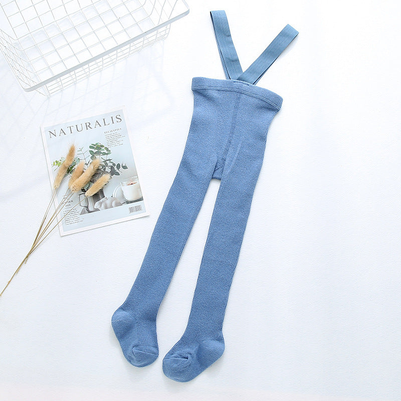 Soft Cotton Baby Suspender Tights – Warm Ribbed Footed Pants for Crawling & First Steps (0–2 Years)