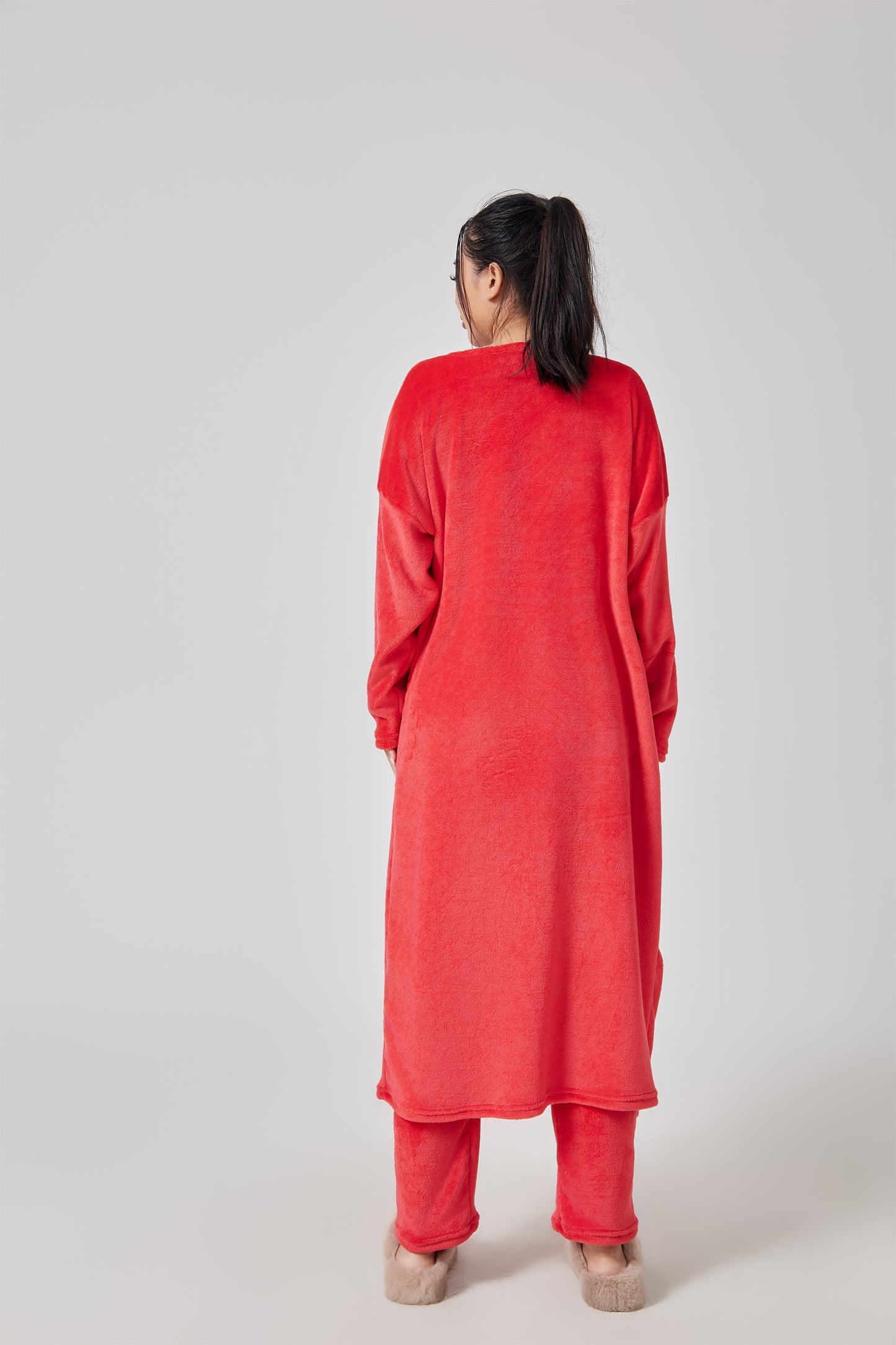 Ultimate Cozy Lounge Co-ord Set for Women | 3-Piece Fluffy Knit Loungewear – Cardigan, Crop Top & Pants