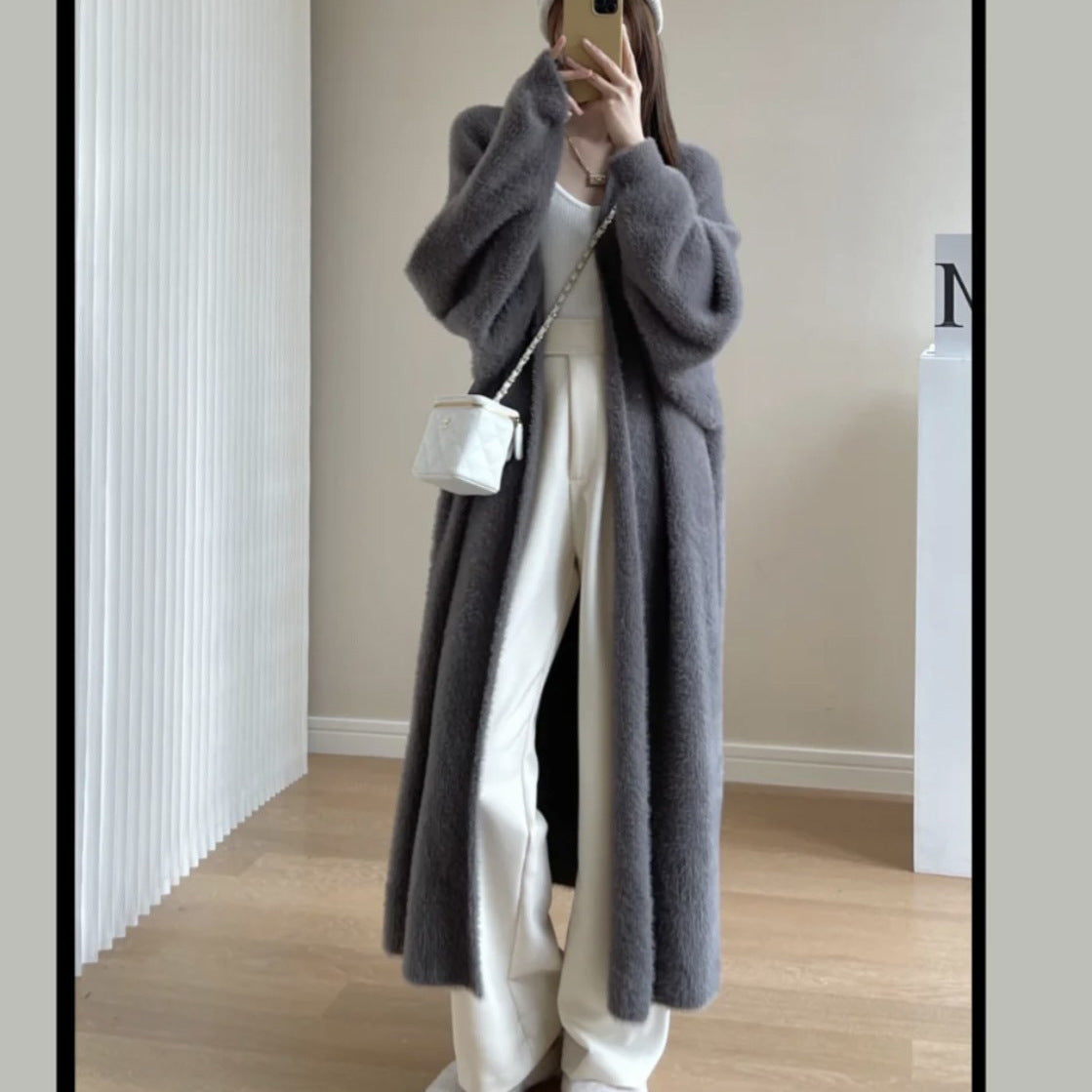 Luxury Plush Knit Long Coat – Cozy Winter Cardigan for Women | Soft Oversized Streetwear Layer