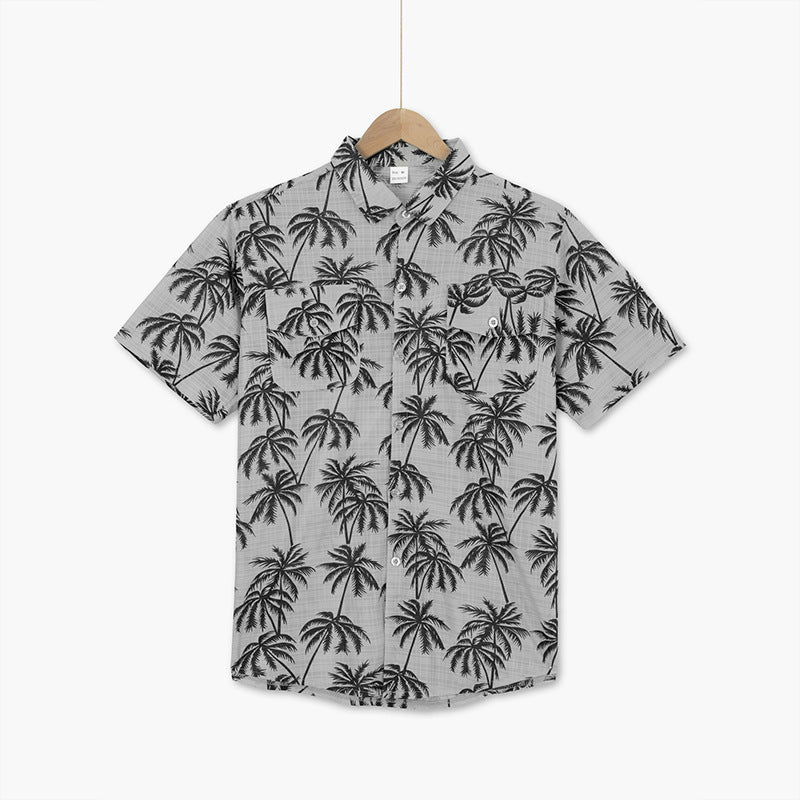 Men’s Tropical Palm Tree Beach Shirt – Lightweight Vacation Short Sleeve Button-Up | Summer Holiday Aesthetic