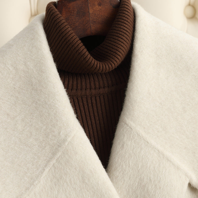 “Luxury Wool Blend Long Trench Coat for Women – Elegant Winter Belted Overcoat | Warm & Timeless Fashion Statement”