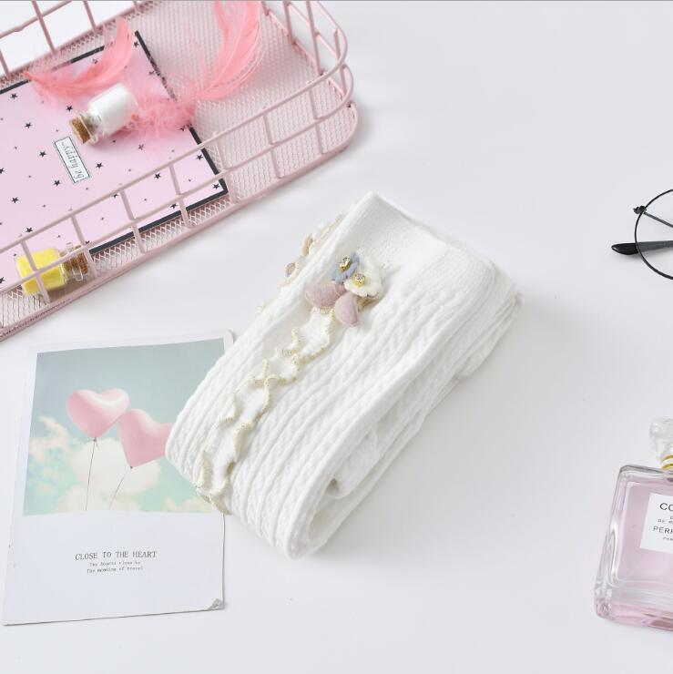 Cozy Cotton Baby Leggings with Bunny & Ruffle Trim – Soft Knitted Toddler Pants for Girls | Flower Bunny Ribbed Winter Leggings