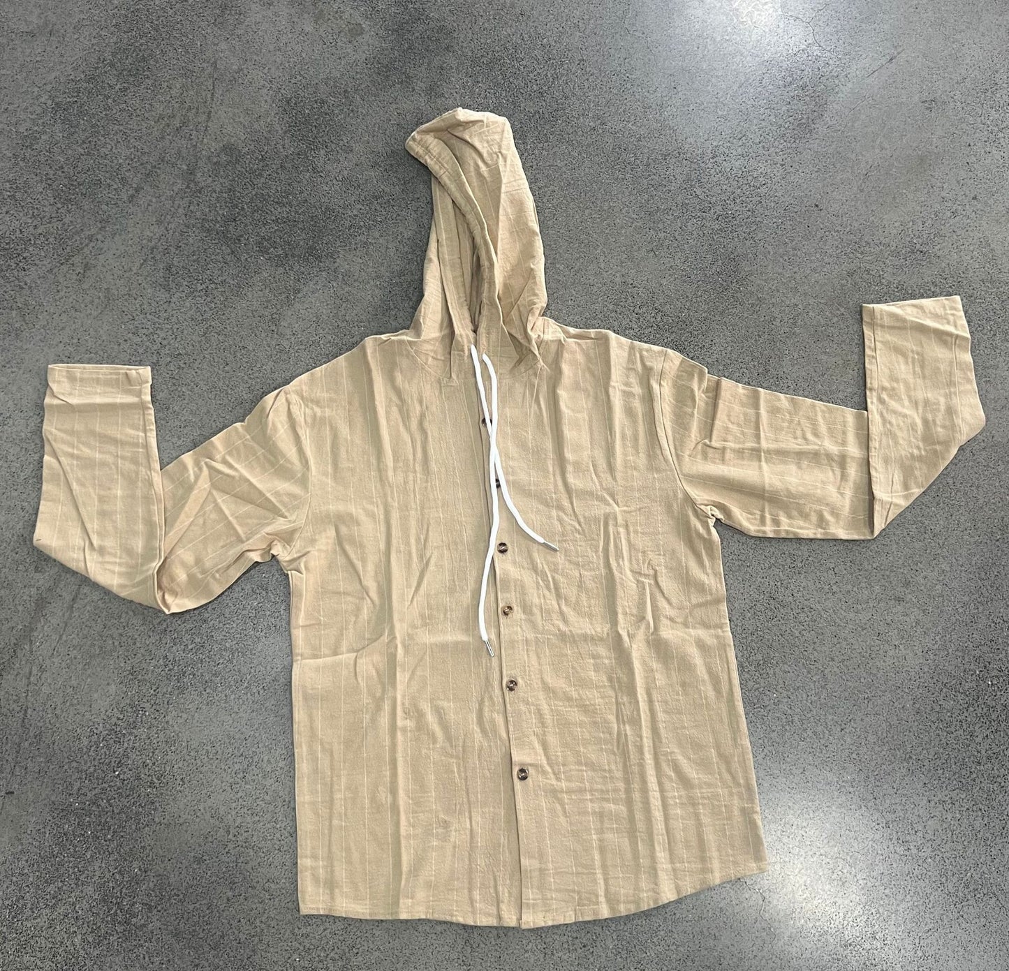 “Men’s Slim Fit Pinstripe Linen Hoodie Shirt – Effortless Style Meets All-Day Comfort | Casual Streetwear Elegance”