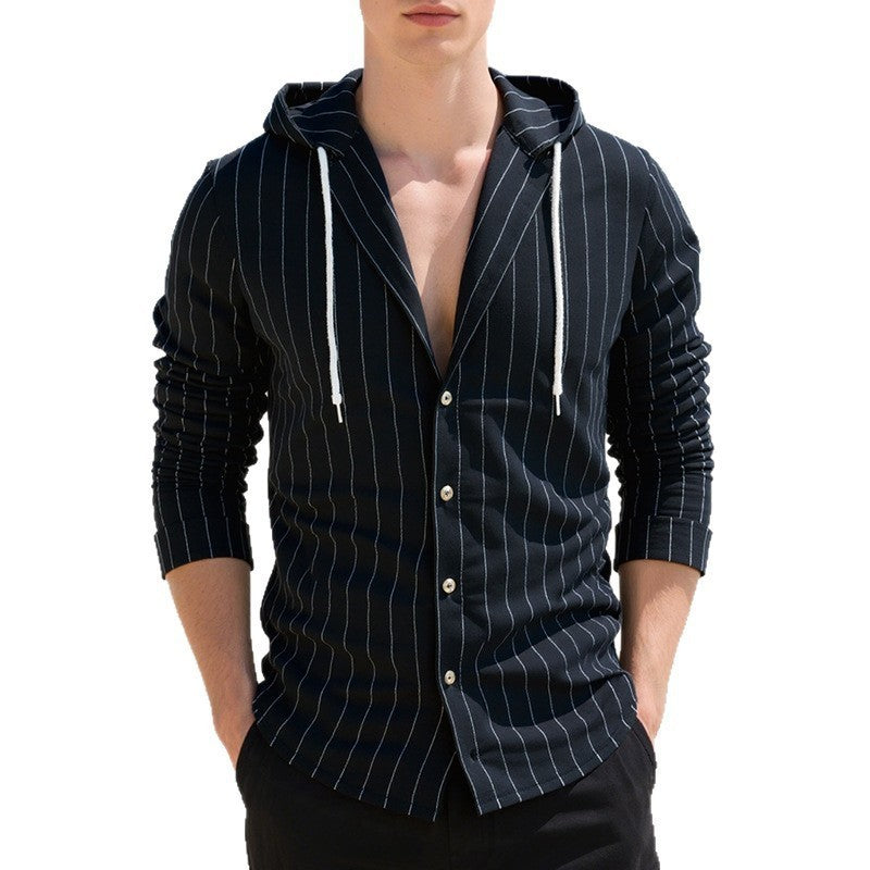 Slim-fit Hood Cardigan Casual Shirt Men