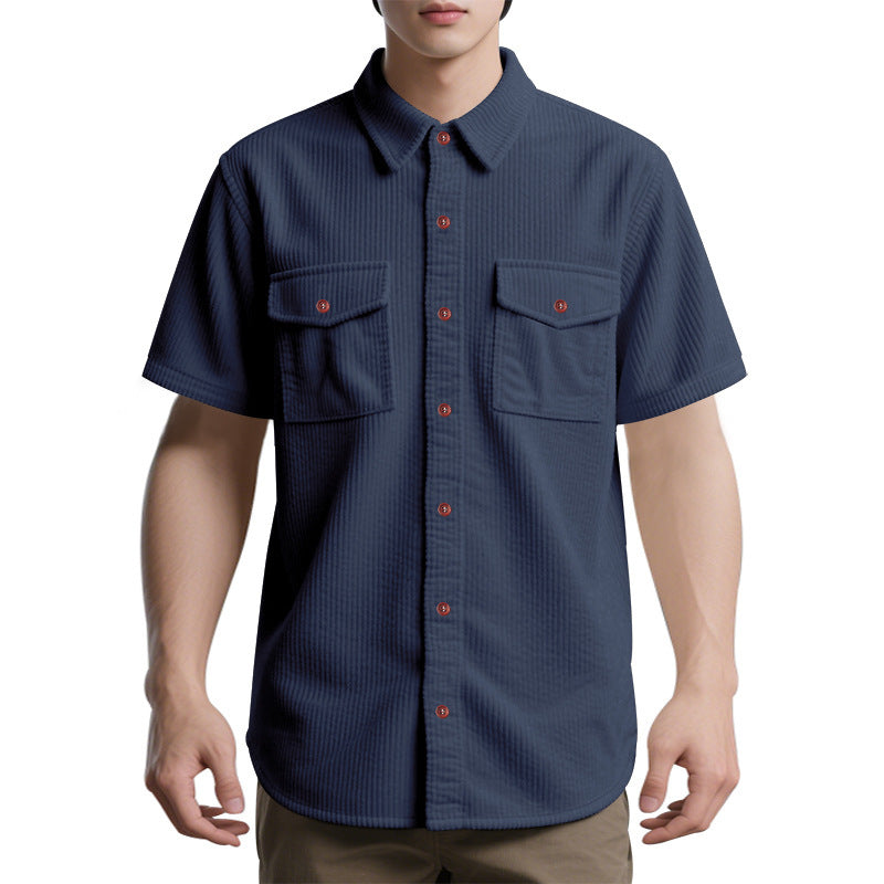 Men’s Premium Pinstripe Short Sleeve Shirt – Breathable Summer Casual Button-Down | Effortless Style for Everyday Confidence