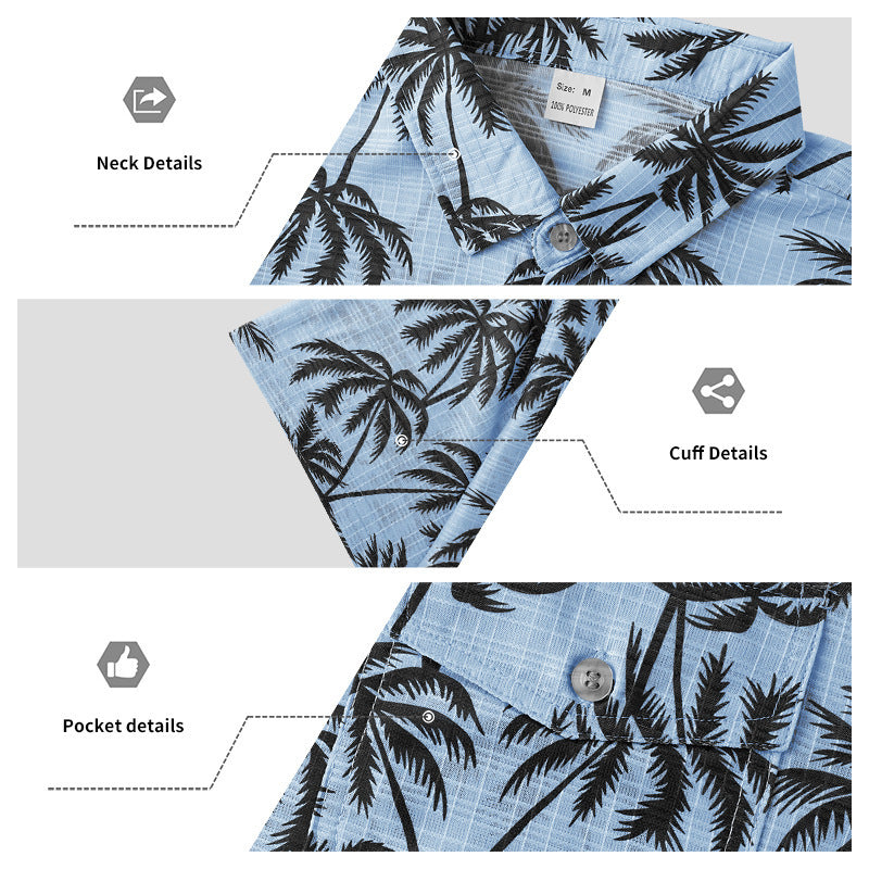 Men’s Tropical Palm Tree Beach Shirt – Lightweight Vacation Short Sleeve Button-Up | Summer Holiday Aesthetic