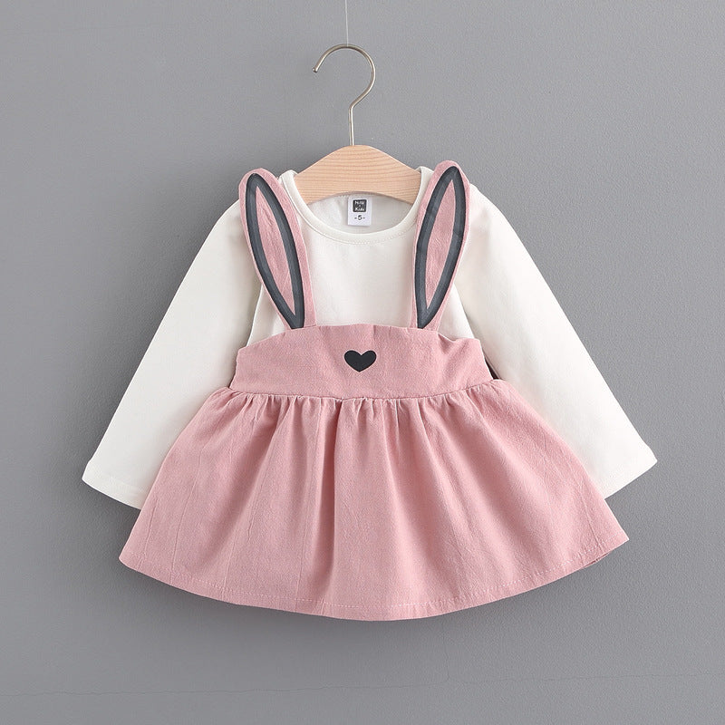2025 Autumn new Korean children's clothing, girls cute rabbit dress, baby baby princess dress 916