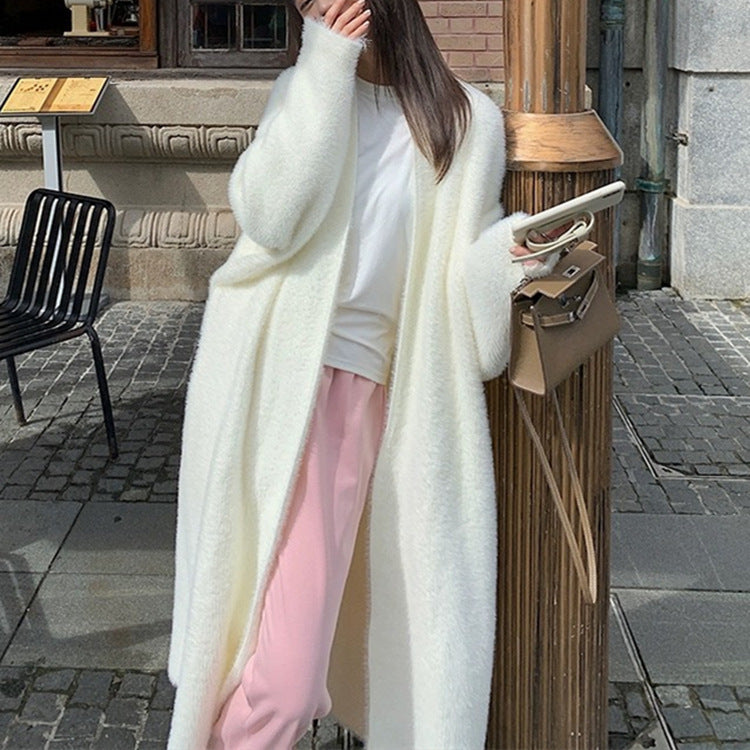 Luxury Plush Knit Long Coat – Cozy Winter Cardigan for Women | Soft Oversized Streetwear Layer