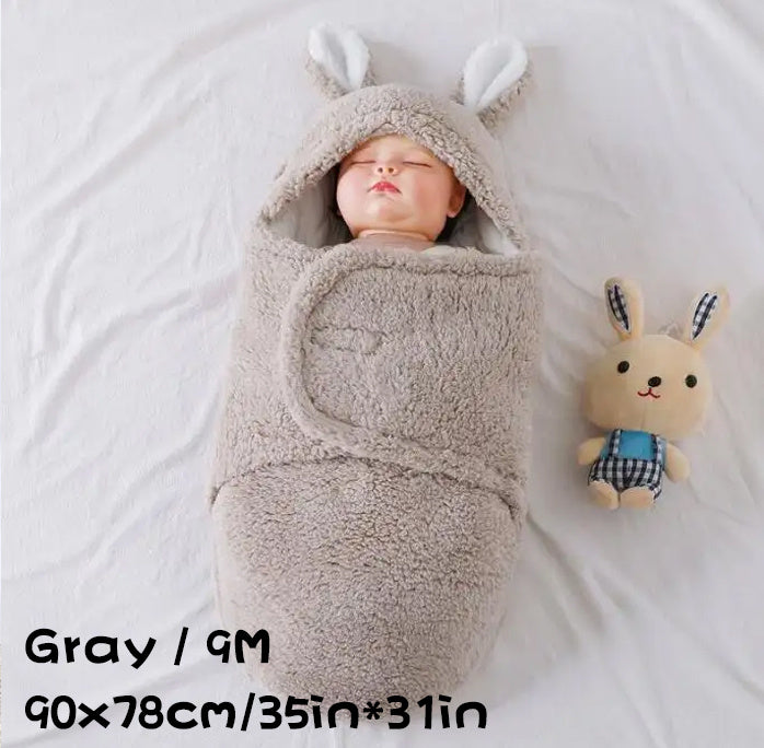 Ultra-Soft Baby Bunny Swaddle Sleeping Bag – Warm Fleece Wrap for Newborns | Keeps Your Baby Cozy, Safe & Loved All Night Lo