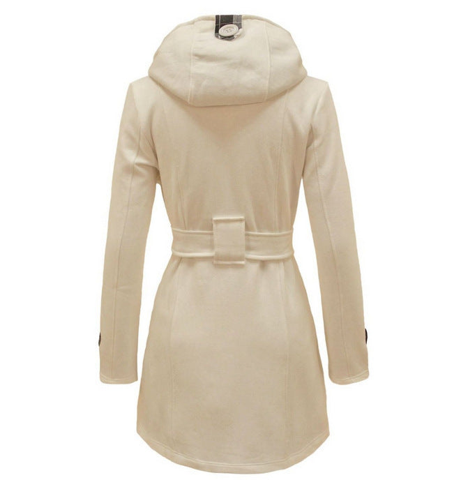 Women’s Classic Hooded Wool Blend Overcoat – Warm Elegant Winter Long Coat with Belt | Stylish Trench Jacket for Cold Weather