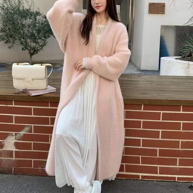 Luxury Plush Knit Long Coat – Cozy Winter Cardigan for Women | Soft Oversized Streetwear Layer