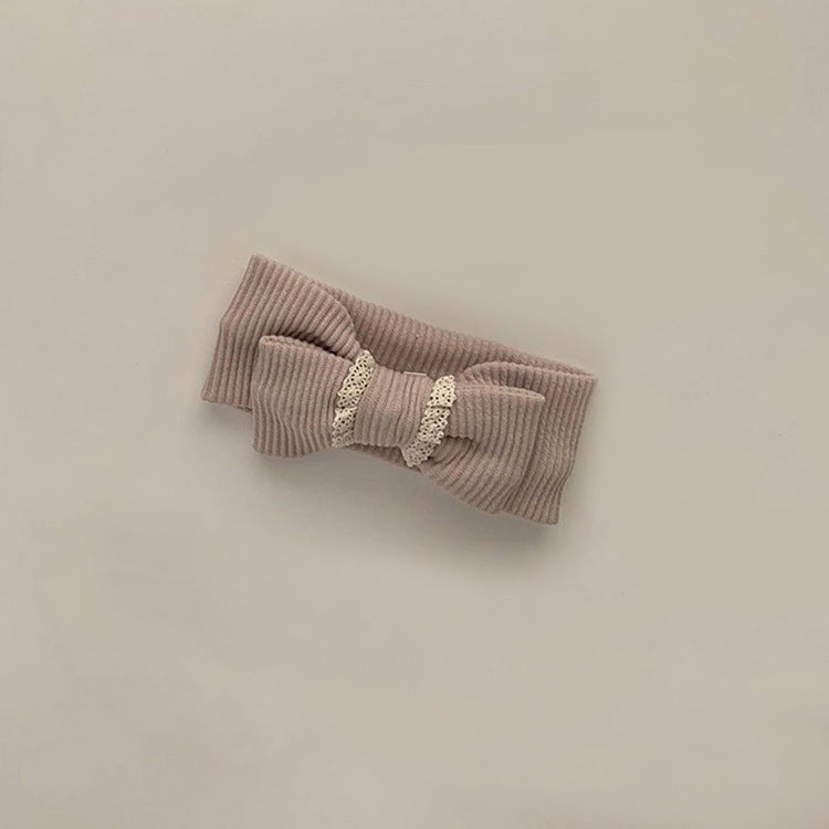 Ribbed Cotton Baby Overall Set with Lace Bow | Soft Knit Romper + Matching Hat + Headband | Cozy Autumn Baby Outfit