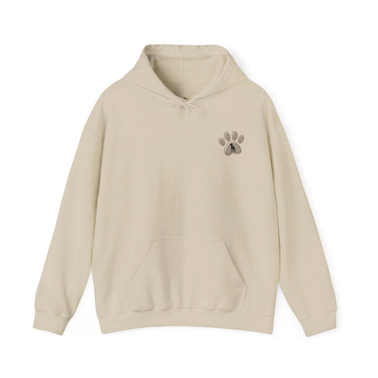 Beige Paw Print Hoodie – Drop Shoulder Casual Pullover with Kangaroo Pocket (Unisex, Cozy Streetwear)