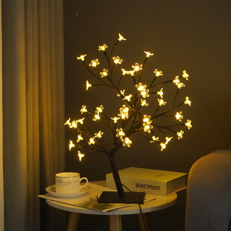 LED Flower Tree Night Light – USB Rose, Cherry Blossom & Maple Decorative Lamp for Bedroom, Living Room & Gifts