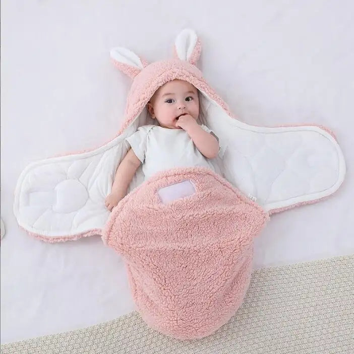 Ultra-Soft Baby Bunny Swaddle Sleeping Bag – Warm Fleece Wrap for Newborns | Keeps Your Baby Cozy, Safe & Loved All Night Lo