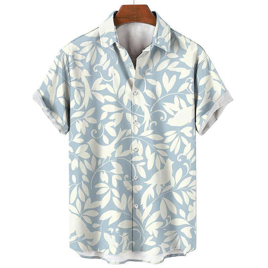 Men’s Tropical Leaf Print Shirt – Casual Vacation Beach Button-Up | Lightweight Summer Holiday Shirt