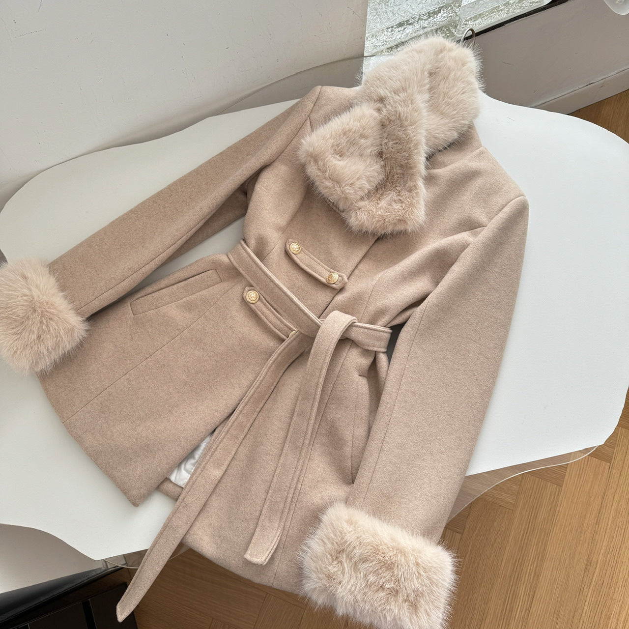 Luxury Wool Blend Coat Set with Faux Fur Collar & Detachable Cape – Elegant Winter Princess Coat for Women | Bloomberry Lifestyle