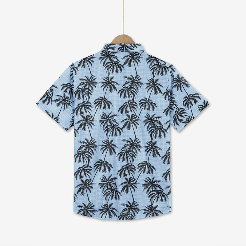 Men’s Tropical Palm Tree Beach Shirt – Lightweight Vacation Short Sleeve Button-Up | Summer Holiday Aesthetic