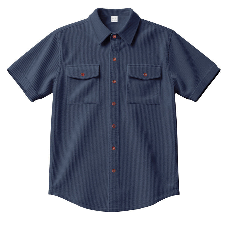 Men’s Premium Pinstripe Short Sleeve Shirt – Breathable Summer Casual Button-Down | Effortless Style for Everyday Confidence